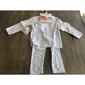 Shabby Chic Little Girls English Garden Outfit and Headband Set - 12/18M